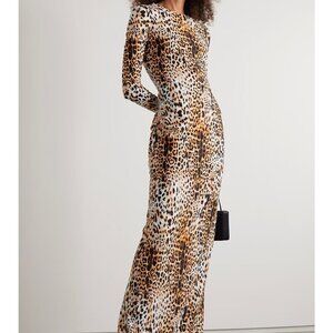 New HALPERN Open-Back Leopard-Print Column Gown Fall '21 Runway NWT 6 US/38 FR